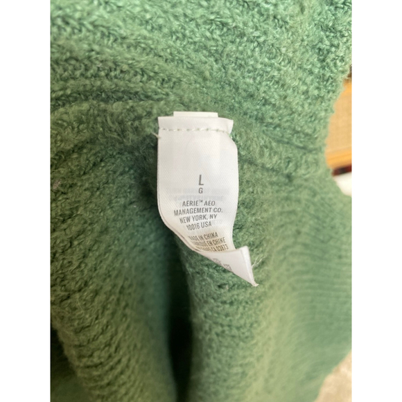 Aerie Sage Green Oversized Knit Sweater Cozy Soft Girl Buttery Soft Lounge Boho - Picture 6 of 8